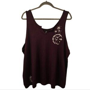 Purple  &  White Torrid Women's Lightweight French Terry Notch Front Tank Top
